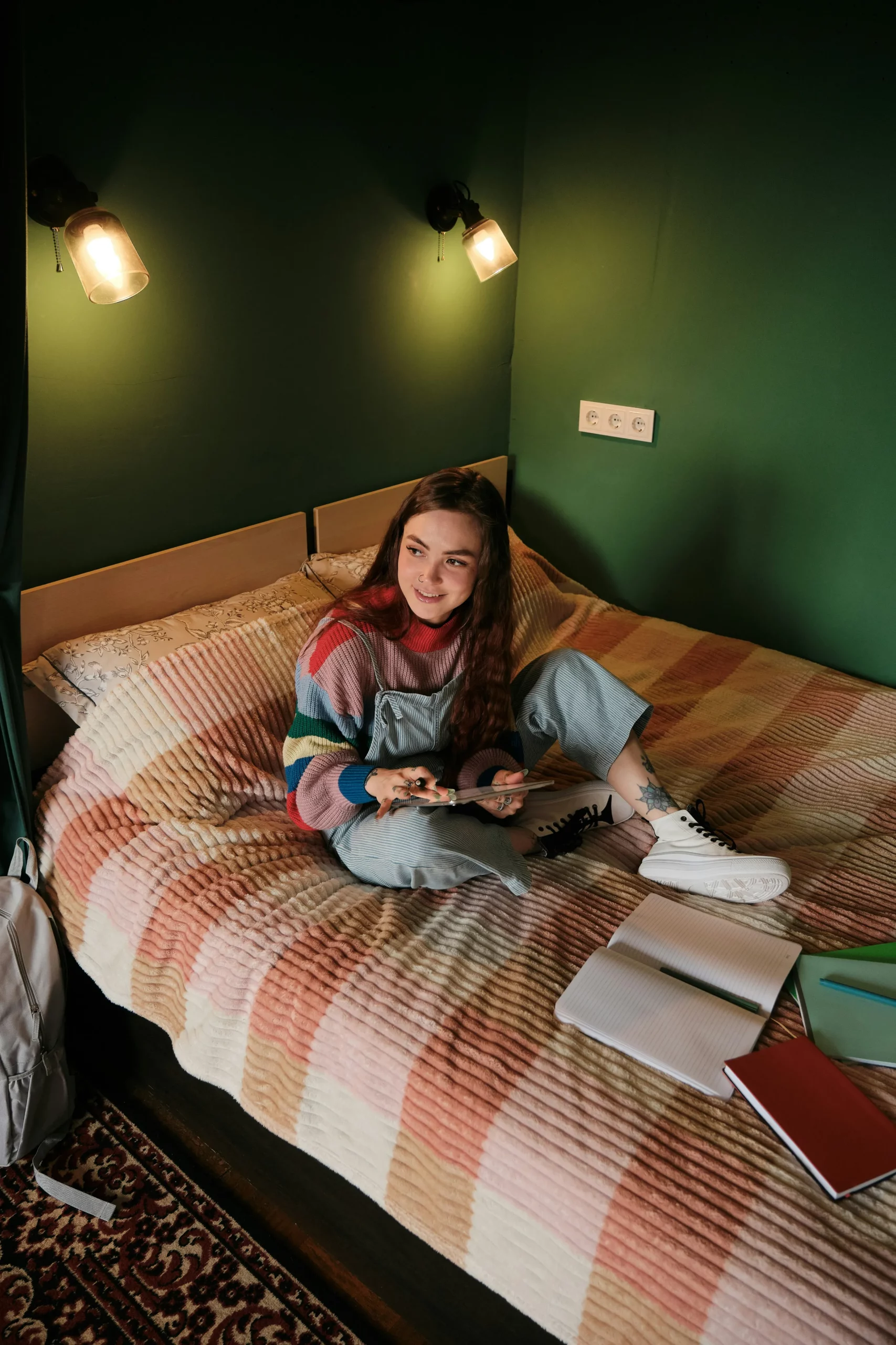 girl study in bed